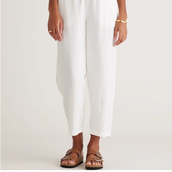 Quince Pants - Quince White Linen Cropped Relaxed-Fit Pants